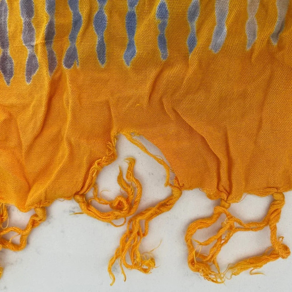 Curious Designs Boho Rayon Floral Print Fringed Scarf/Wrap Golden Rod Yellow - Picture 9 of 11